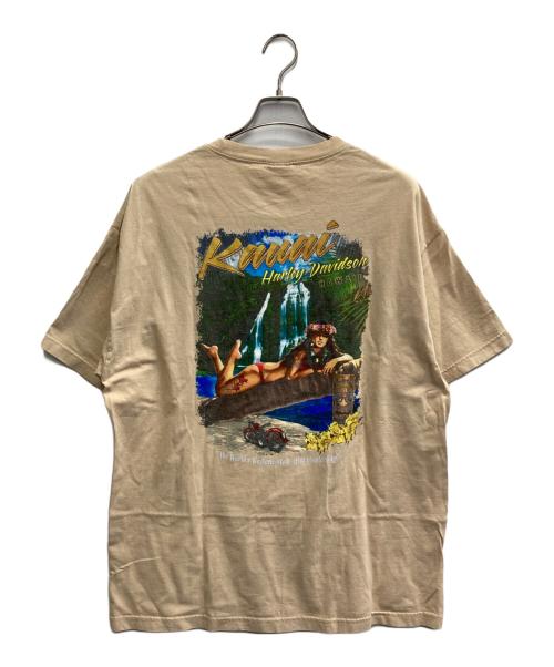 HARLEY-DAVIDSON（ハーレーダビッドソン）HARLEY-DAVIDSON (ハーレーダビッドソン) ピンナップガール モーターサイクル バイクTシャツ ブラウン サイズ:XLの古着・服飾アイテム