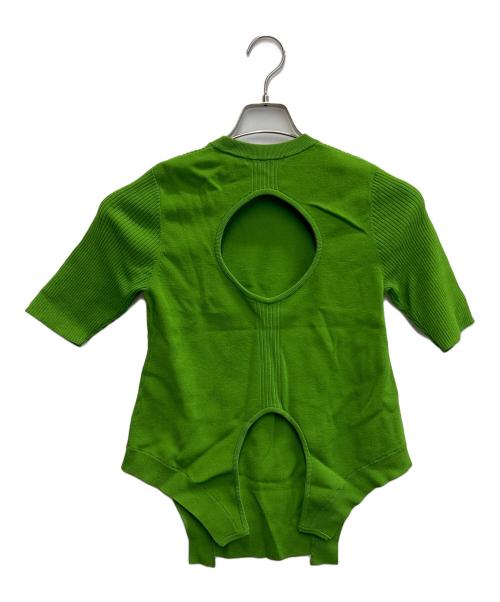 UN3D.（アンスリード）UN3D. (アンスリード) ホールカッティングニットトップ セーター グリーン サイズ:FREEの古着・服飾アイテム