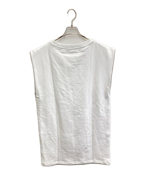 MM6 Maison Margiela（エムエムシックスメゾンマルジェラ）MM6 Maison Margiela (エムエムシックスメゾンマルジェラ) ロゴノースリーブワンピース ホワイト サイズ:14の古着・服飾アイテム