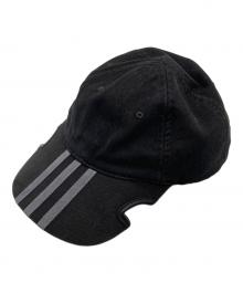 BALENCIAGA×adidas（バレンシアガ×アディダス）の古着「ロゴストライプベースボールキャップ」｜ブラック