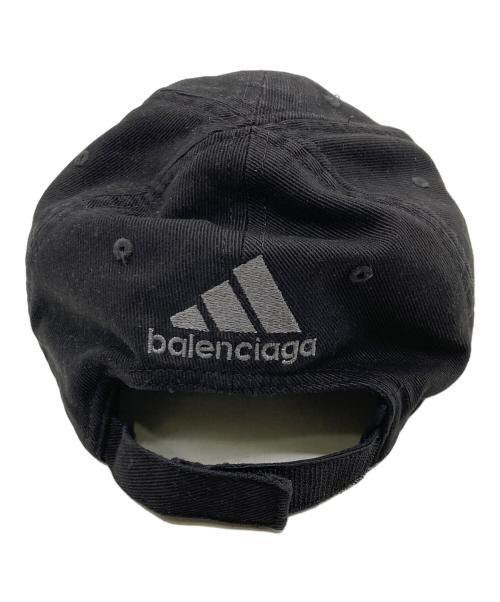 BALENCIAGA（バレンシアガ）BALENCIAGA (バレンシアガ) adidas (アディダス) ロゴストライプベースボールキャップ ブラック サイズ:M(57cm)の古着・服飾アイテム