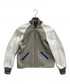 skookumスクーカム）の古着「袖レザースタジャン」｜グレー×ホワイト