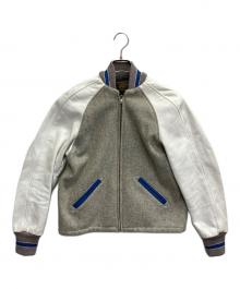 skookum（スクーカム）の古着「袖レザースタジャン」｜グレー×ホワイト