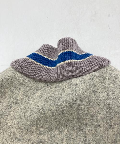 skookum（スクーカム）skookum (スクーカム) 袖レザースタジャン グレー×ホワイト サイズ:36の古着・服飾アイテム