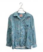 FREAK'S STORE×Need You Babyフリークスストア×アイニーヂューベイベー）の古着「Parallel World Odyssey L/S Open collar Shirt」｜スカイブルー