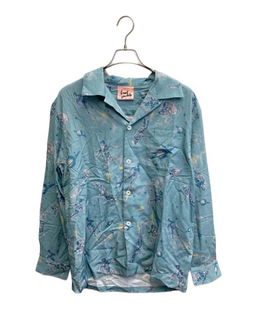 FREAK'S STORE（フリークスストア）FREAK'S STORE (フリークスストア) Need You Baby (アイニーヂューベイベー) Parallel World Odyssey L/S Open collar Shirt スカイブルー サイズ:Sの古着・服飾アイテム