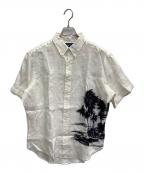 POLO RALPH LAURENポロ・ラルフローレン）の古着「ヤシの木プリント リネンシャツ」｜ホワイト