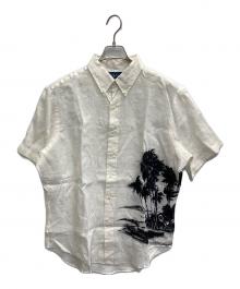 POLO RALPH LAUREN（ポロ・ラルフローレン）の古着「ヤシの木プリント リネンシャツ」｜ホワイト