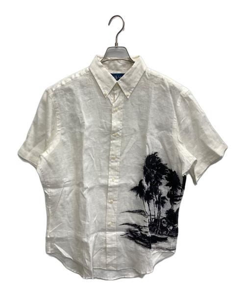 POLO RALPH LAUREN（ポロ・ラルフローレン）POLO RALPH LAUREN (ポロ・ラルフローレン) ヤシの木プリント リネンシャツ ホワイト サイズ:Lの古着・服飾アイテム