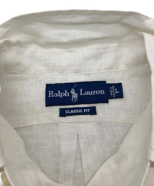POLO RALPH LAUREN（ポロ・ラルフローレン）POLO RALPH LAUREN (ポロ・ラルフローレン) ヤシの木プリント リネンシャツ ホワイト サイズ:Lの古着・服飾アイテム