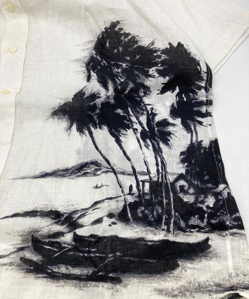 POLO RALPH LAUREN（ポロ・ラルフローレン）POLO RALPH LAUREN (ポロ・ラルフローレン) ヤシの木プリント リネンシャツ ホワイト サイズ:Lの古着・服飾アイテム