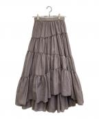 anuansアニュアンス）の古着「ボリュームティアードオーガンジースカート」｜グレージュ