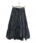 anuansアニュアンス）の古着「ボリュームティアードオーガンジースカート」｜ブラック