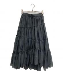 anuans（アニュアンス）の古着「ボリュームティアードオーガンジースカート」｜ブラック