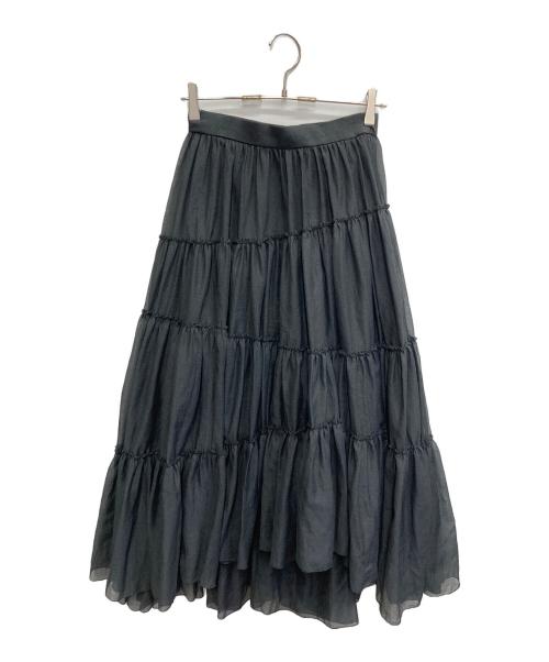 anuans（アニュアンス）anuans (アニュアンス) ボリュームティアードオーガンジースカート ブラック サイズ:Mの古着・服飾アイテム