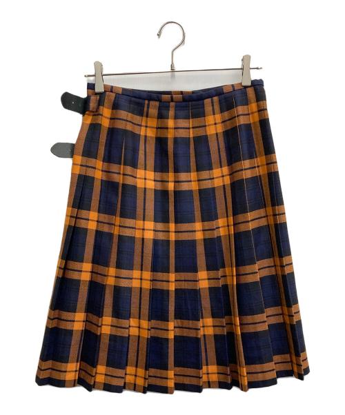 O'NEIL OF DUBLIN（オニールオブダブリン）O'NEIL OF DUBLIN (オニールオブダブリン) ウールチェック ラップスカート オレンジ×ネイビー サイズ:US8の古着・服飾アイテム