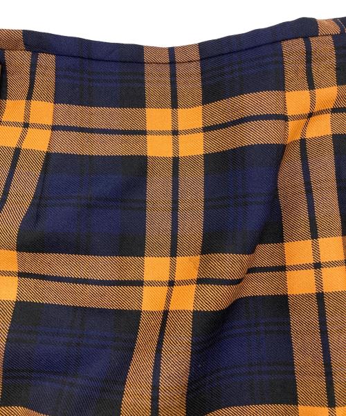O'NEIL OF DUBLIN（オニールオブダブリン）O'NEIL OF DUBLIN (オニールオブダブリン) ウールチェック ラップスカート オレンジ×ネイビー サイズ:US8の古着・服飾アイテム