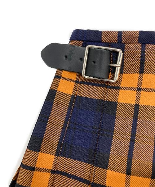 O'NEIL OF DUBLIN（オニールオブダブリン）O'NEIL OF DUBLIN (オニールオブダブリン) ウールチェック ラップスカート オレンジ×ネイビー サイズ:US8の古着・服飾アイテム