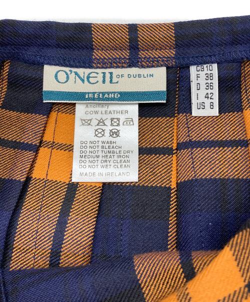 O'NEIL OF DUBLIN（オニールオブダブリン）O'NEIL OF DUBLIN (オニールオブダブリン) ウールチェック ラップスカート オレンジ×ネイビー サイズ:US8の古着・服飾アイテム