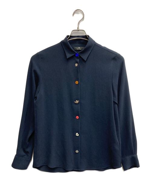PS Paul Smith（ＰＳポールスミス）PS Paul Smith (ＰＳポールスミス) ソフトジョーゼット ドレスシャツ ネイビー サイズ:38の古着・服飾アイテム