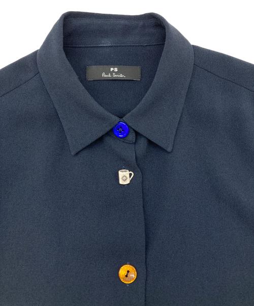 PS Paul Smith（ＰＳポールスミス）PS Paul Smith (ＰＳポールスミス) ソフトジョーゼット ドレスシャツ ネイビー サイズ:38の古着・服飾アイテム