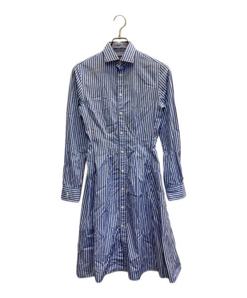 POLO RALPH LAUREN（ポロ・ラルフローレン）POLO RALPH LAUREN (ポロ・ラルフローレン) ストライプ シャツワンピース ブルー サイズ:2の古着・服飾アイテム