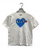 PLAY COMME des GARCONSプレイコムデギャルソン）の古着「ダブルハートTシャツ」｜ホワイト×ブルー