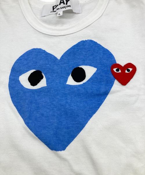 PLAY COMME des GARCONS（プレイコムデギャルソン）PLAY COMME des GARCONS (プレイコムデギャルソン) ダブルハートTシャツ ホワイト×ブルー サイズ:Lの古着・服飾アイテム