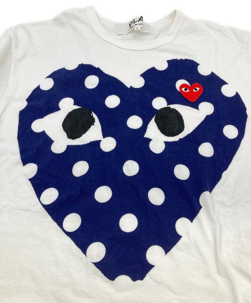 PLAY COMME des GARCONS（プレイコムデギャルソン）PLAY COMME des GARCONS (プレイコムデギャルソン) ドット ハートプリント Tシャツ ホワイト サイズ:Lの古着・服飾アイテム
