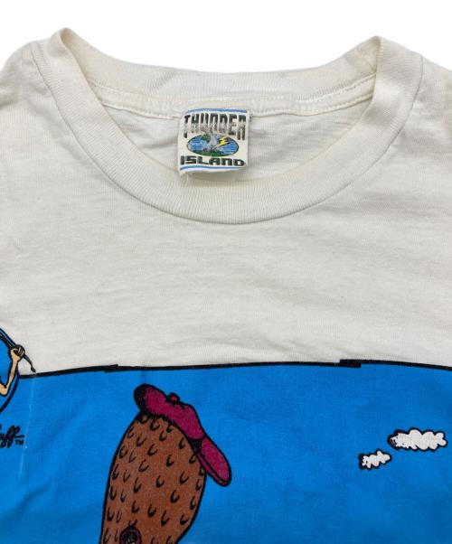 thunder island（サンダーアイランド）thunder island (サンダーアイランド) 90s プリントTシャツ ホワイト サイズ:不明（印字薄れ）の古着・服飾アイテム