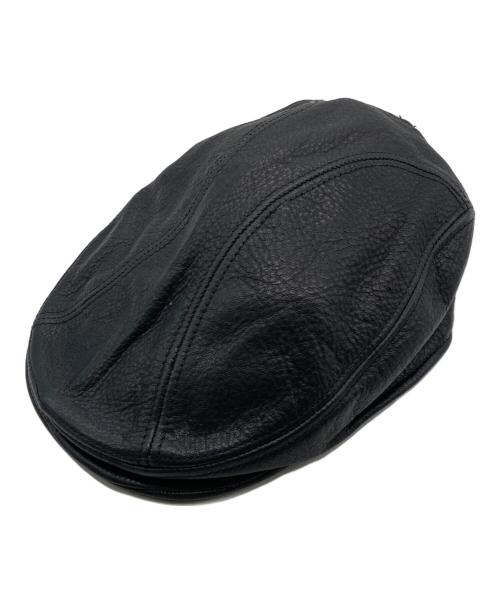 NEW YORK HAT（ニューヨークハット）NEW YORK HAT (ニューヨークハット) レザーハンチング/USA/OLD ブラックの古着・服飾アイテム