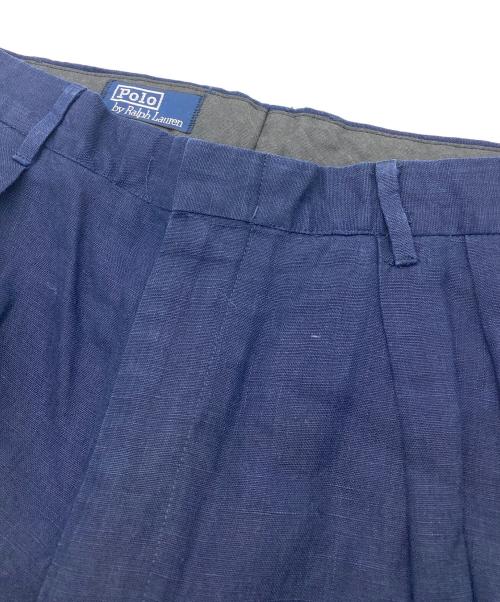 POLO RALPH LAUREN（ポロ・ラルフローレン）POLO RALPH LAUREN (ポロ・ラルフローレン) リネンタックパンツ ネイビー サイズ:38/32の古着・服飾アイテム