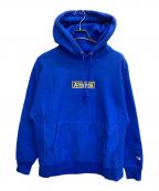 Champion REVERSE WEAVE×The Almeda Clubチャンピオン リバース ウィーブ×ザアラメダクラブ）の古着「Box Logo Hoodie」｜ネイビー