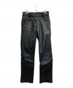 HARLEY-DAVIDSONハーレーダビッドソン）の古着「カットオフレザーパンツ」｜ブラック×イエロー