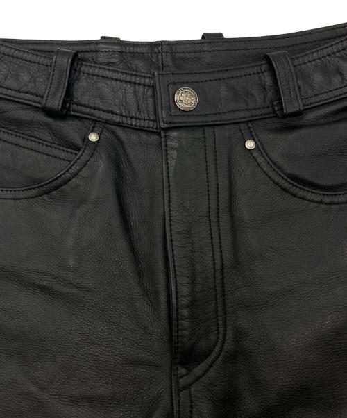 HARLEY-DAVIDSON（ハーレーダビッドソン）HARLEY-DAVIDSON (ハーレーダビッドソン) カットオフレザーパンツ ブラック×イエロー サイズ:Mの古着・服飾アイテム
