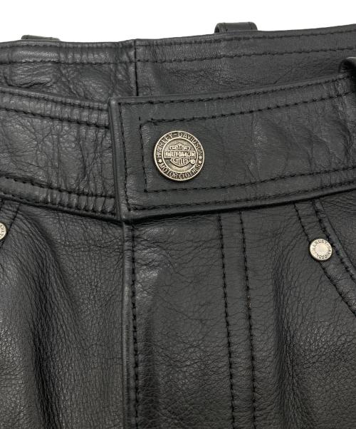 HARLEY-DAVIDSON（ハーレーダビッドソン）HARLEY-DAVIDSON (ハーレーダビッドソン) カットオフレザーパンツ ブラック×イエロー サイズ:Mの古着・服飾アイテム
