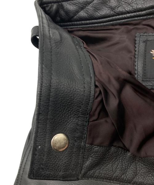 HARLEY-DAVIDSON（ハーレーダビッドソン）HARLEY-DAVIDSON (ハーレーダビッドソン) カットオフレザーパンツ ブラック×イエロー サイズ:Mの古着・服飾アイテム