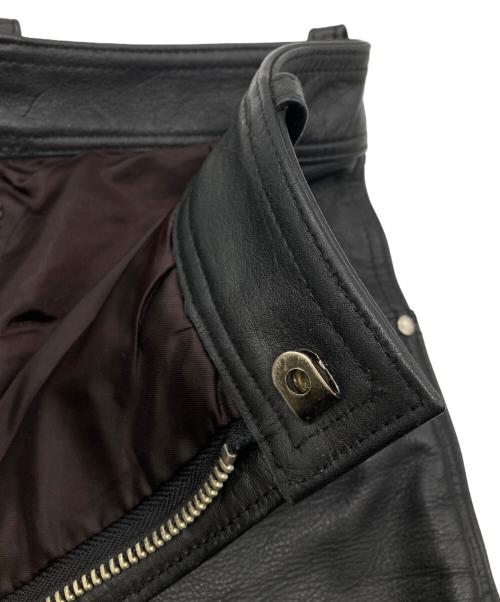 HARLEY-DAVIDSON（ハーレーダビッドソン）HARLEY-DAVIDSON (ハーレーダビッドソン) カットオフレザーパンツ ブラック×イエロー サイズ:Mの古着・服飾アイテム