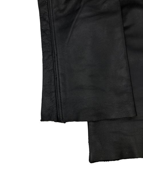 HARLEY-DAVIDSON（ハーレーダビッドソン）HARLEY-DAVIDSON (ハーレーダビッドソン) カットオフレザーパンツ ブラック×イエロー サイズ:Mの古着・服飾アイテム