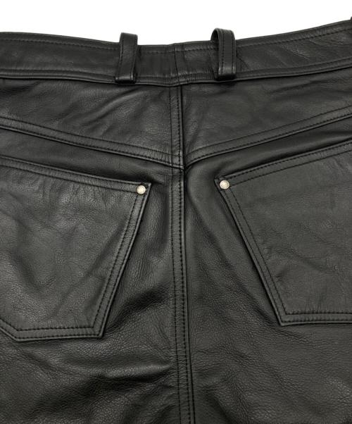 HARLEY-DAVIDSON（ハーレーダビッドソン）HARLEY-DAVIDSON (ハーレーダビッドソン) カットオフレザーパンツ ブラック×イエロー サイズ:Mの古着・服飾アイテム