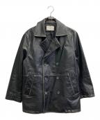MAISON SPECIALメゾンスペシャル）の古着「Hand Rub-Off BuffaloLeather Dress-Over Double Short Coat」｜ブラック