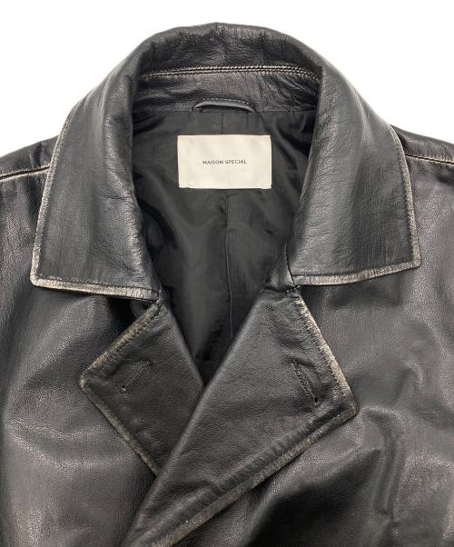 MAISON SPECIAL（メゾンスペシャル）MAISON SPECIAL (メゾンスペシャル) Hand Rub-Off BuffaloLeather Dress-Over Double Short Coat ブラックの古着・服飾アイテム