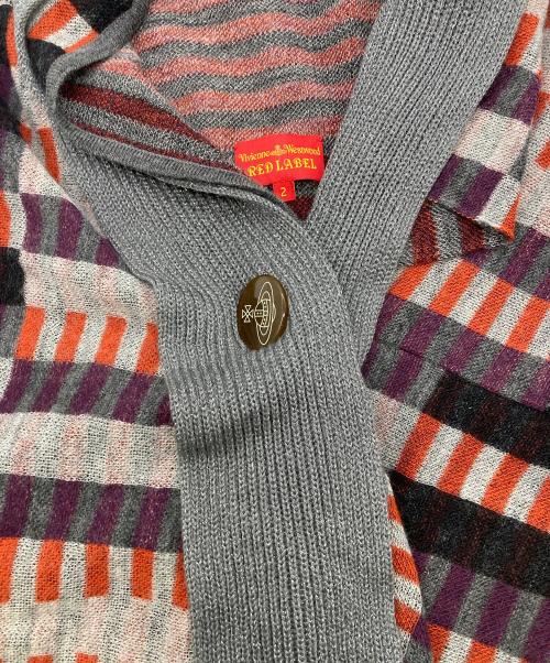 Vivienne Westwood RED LABEL（ヴィヴィアンウエストウッドレッドレーベル）Vivienne Westwood RED LABEL (ヴィヴィアンウエストウッドレッドレーベル) ショールカラーロングカーディガン グレー×オレンジ サイズ:2の古着・服飾アイテム
