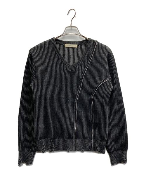 jent louis（ジェントルイス）jent louis (ジェントルイス) Zip V-neck Knit Tops グレー サイズ:Jの古着・服飾アイテム