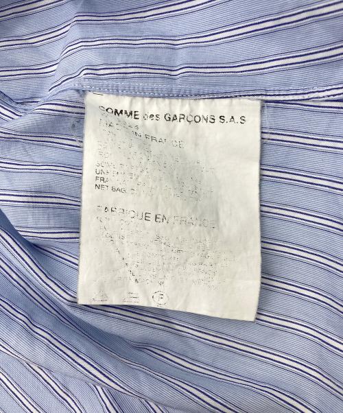 COMME des GARCONS SHIRT（コムデギャルソンシャツ）COMME des GARCONS SHIRT (コムデギャルソンシャツ) 袖リメイクストライプシャツ スカイブルー サイズ:Sの古着・服飾アイテム