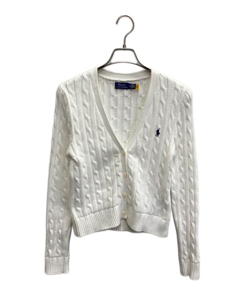 POLO RALPH LAUREN（ポロ・ラルフローレン）POLO RALPH LAUREN (ポロ・ラルフローレン) ケーブルニット コットン カーディガン/現行タグ ホワイト サイズ:Mの古着・服飾アイテム