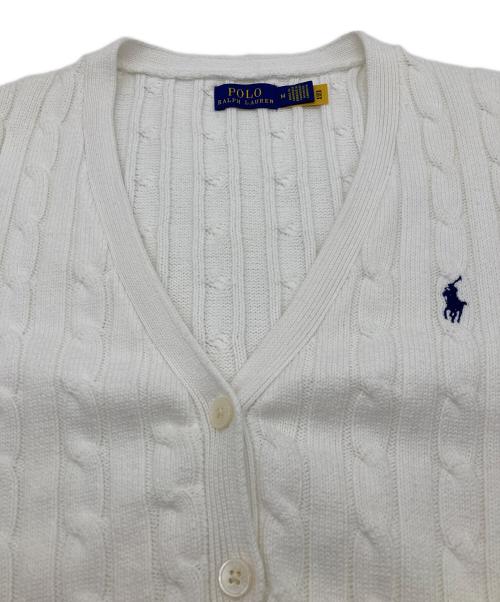 POLO RALPH LAUREN（ポロ・ラルフローレン）POLO RALPH LAUREN (ポロ・ラルフローレン) ケーブルニット コットン カーディガン/現行タグ ホワイト サイズ:Mの古着・服飾アイテム