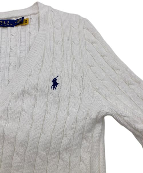 POLO RALPH LAUREN（ポロ・ラルフローレン）POLO RALPH LAUREN (ポロ・ラルフローレン) ケーブルニット コットン カーディガン/現行タグ ホワイト サイズ:Mの古着・服飾アイテム