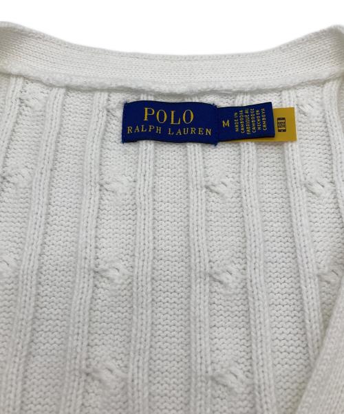 POLO RALPH LAUREN（ポロ・ラルフローレン）POLO RALPH LAUREN (ポロ・ラルフローレン) ケーブルニット コットン カーディガン/現行タグ ホワイト サイズ:Mの古着・服飾アイテム