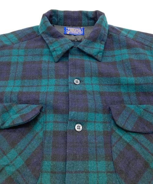 PENDLETON（ペンドルトン）PENDLETON (ペンドルトン) 60年代中期～後期チェックシャツ グリーン×ブラック サイズ:Lの古着・服飾アイテム
